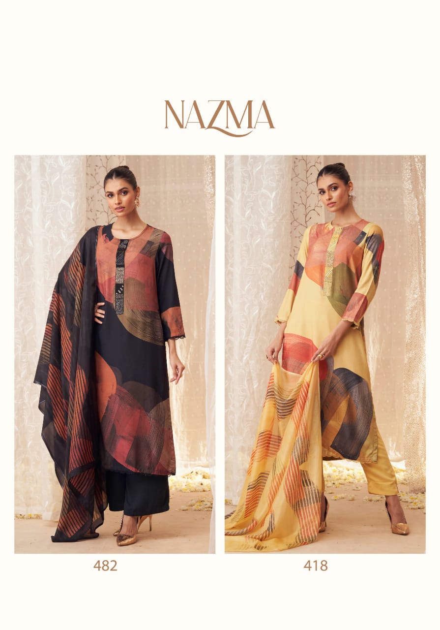 Nazma By Sahiba Stape Twill Digital Printed Dress Material Wholesale Shop In Surat